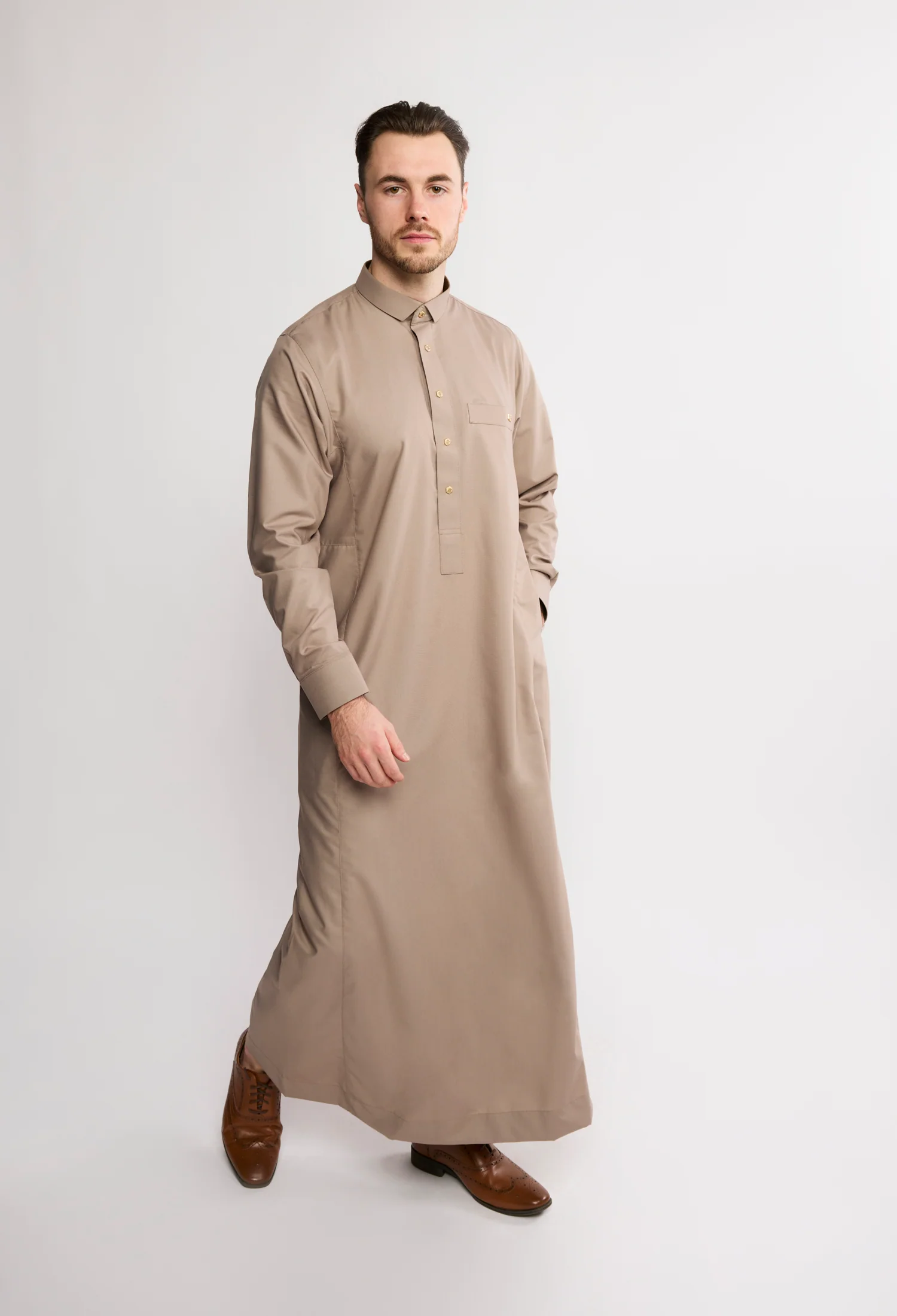 J2504 Al Noor Adult Thobe – Indian Khaki - Image 2