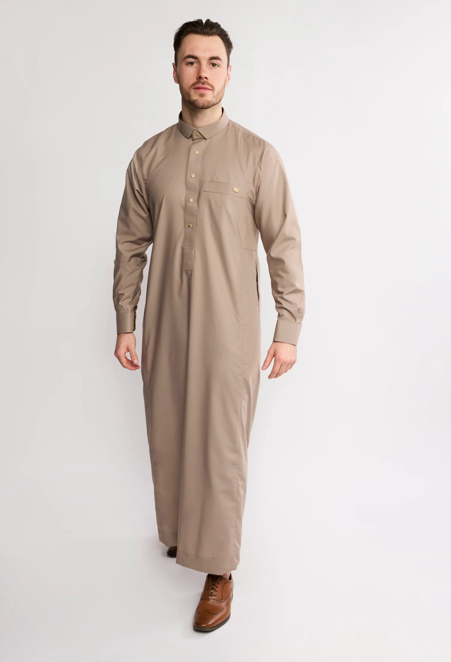 J2504 Al Noor Adult Thobe – Indian Khaki - Image 4