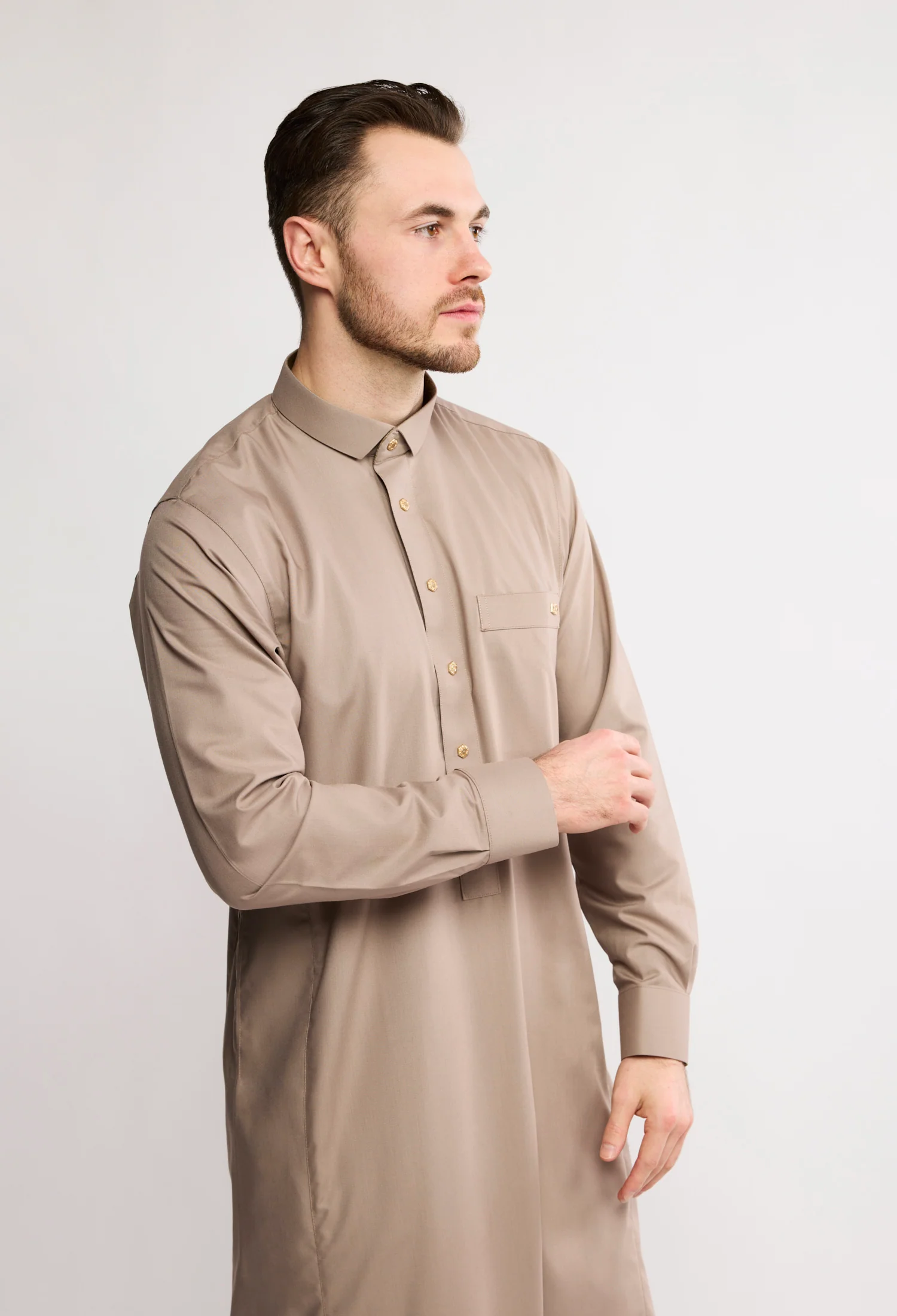 J2504 Al Noor Adult Thobe – Indian Khaki - Image 5