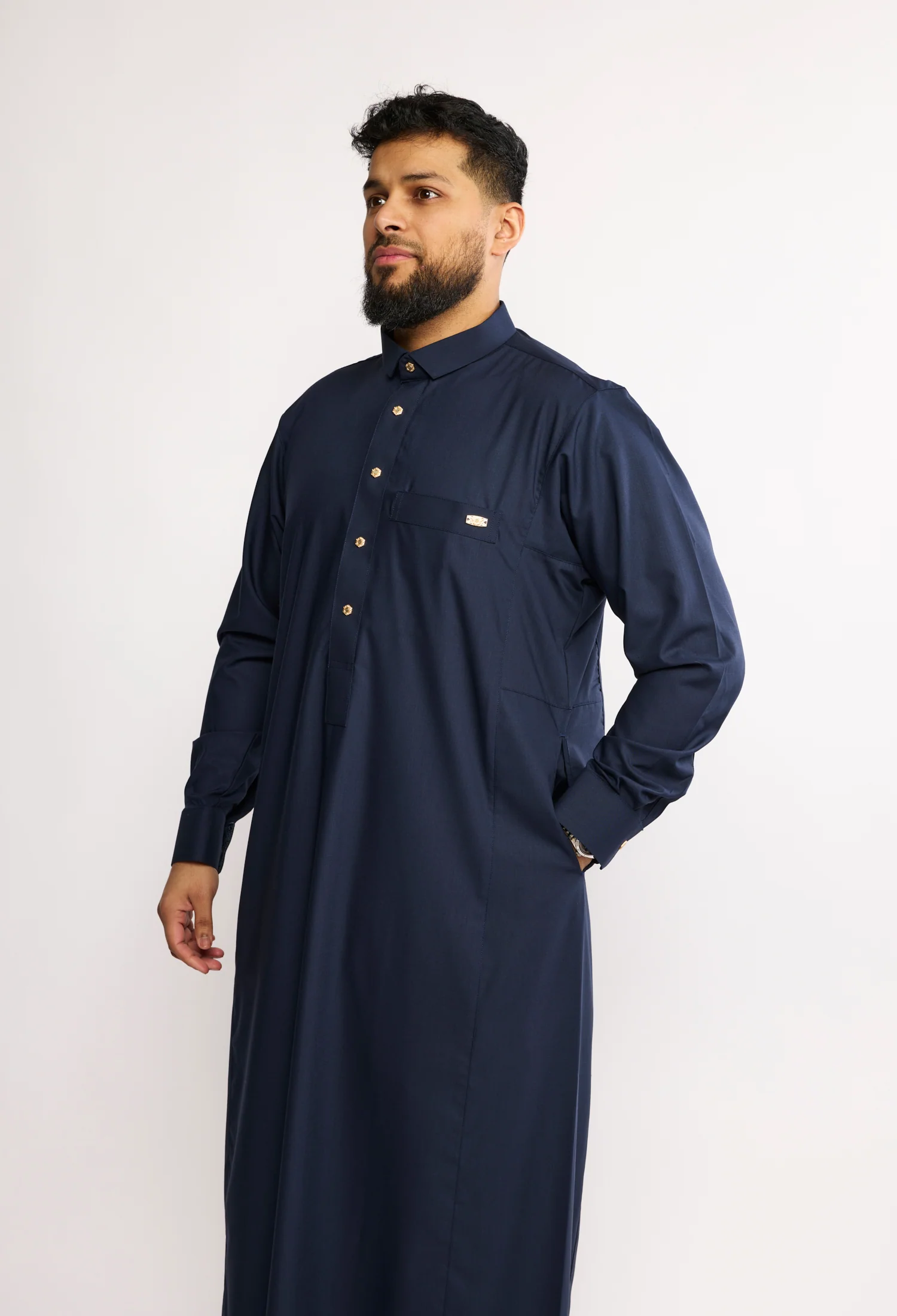 J2504 Al Noor Adults Thobe – Oxford Blue - Image 3