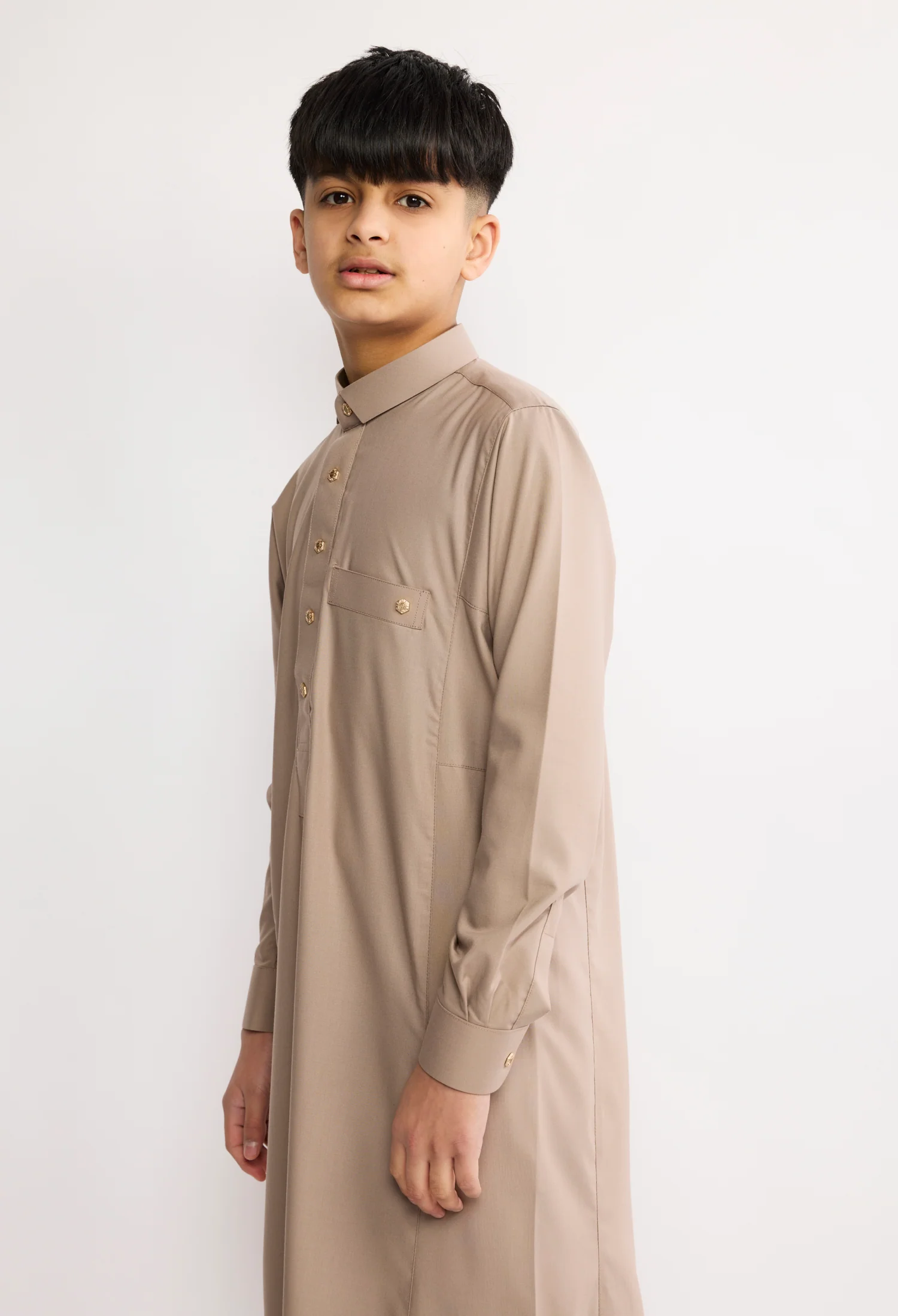 J2504 Al Noor Kids Thobe – Indian Khaki - Image 3