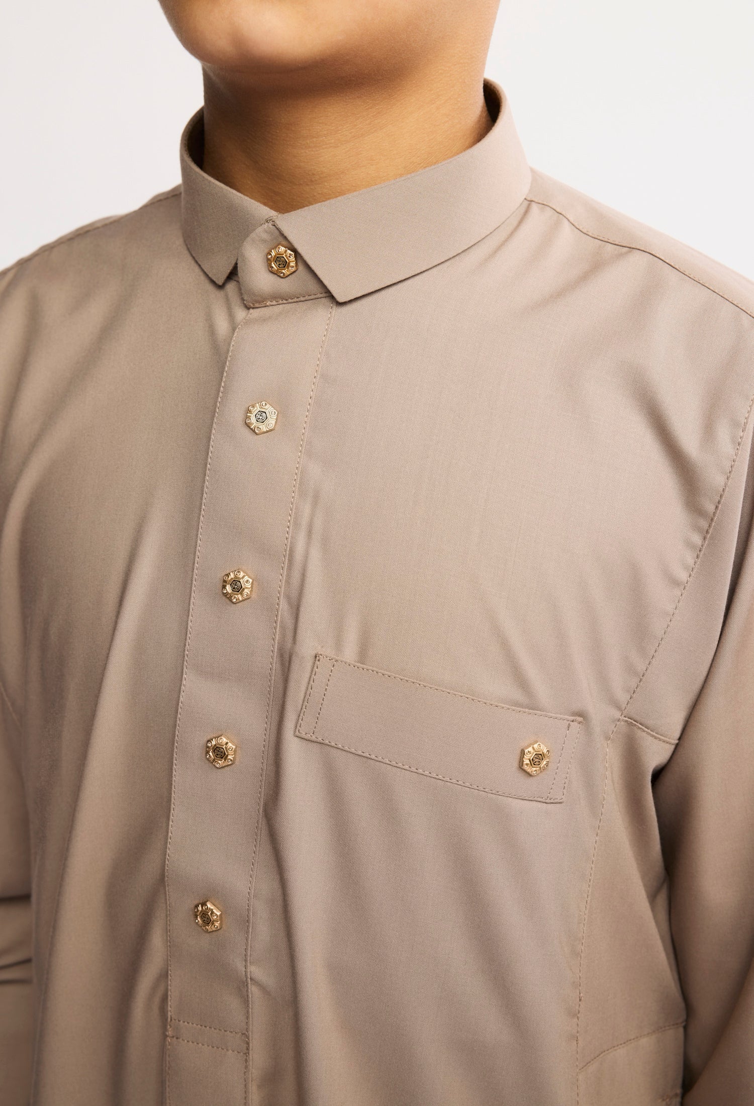 J2504 Al Noor Kids Thobe – Indian Khaki - Image 4