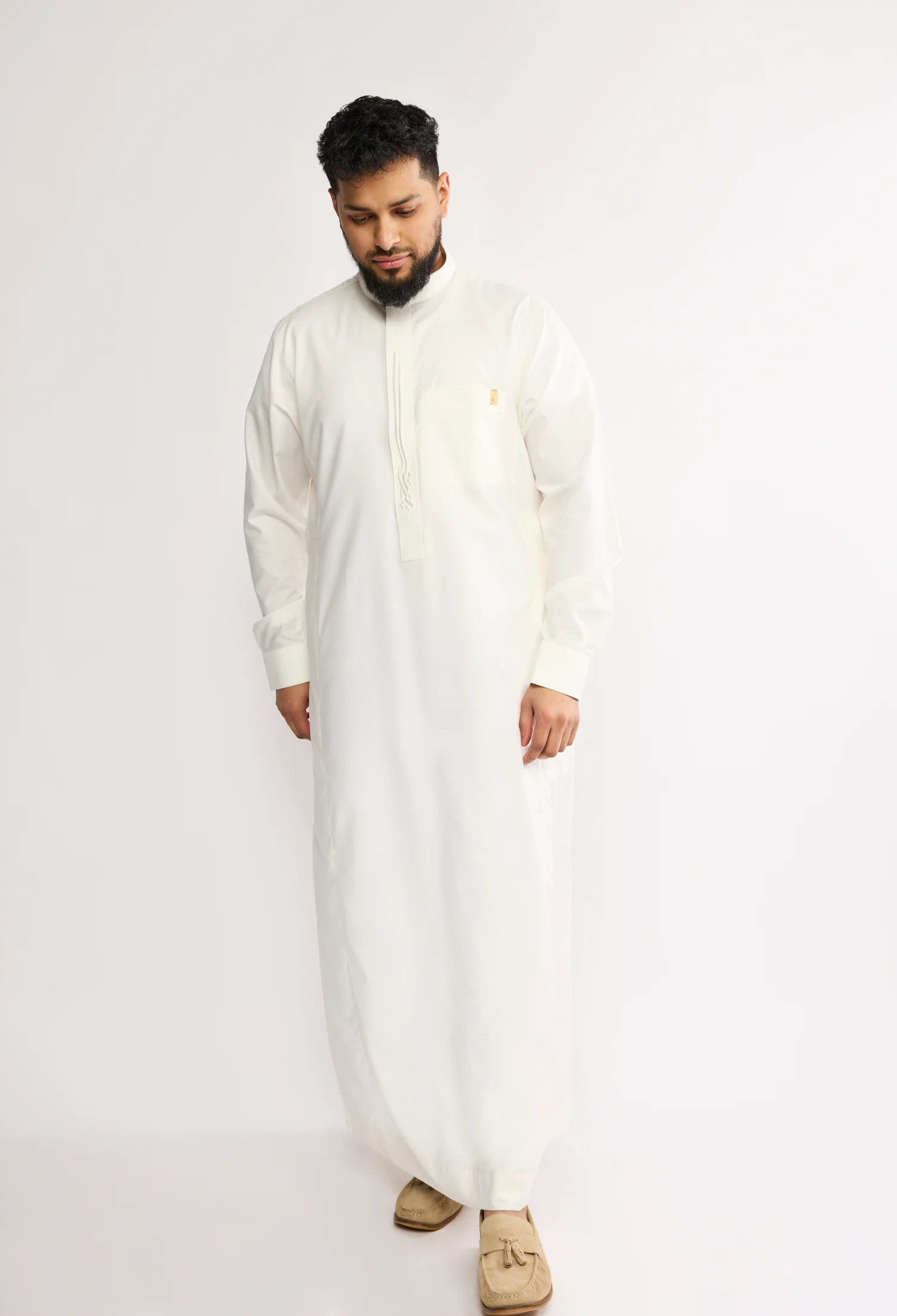 J2512 Off White Collar Thobe - Image 2