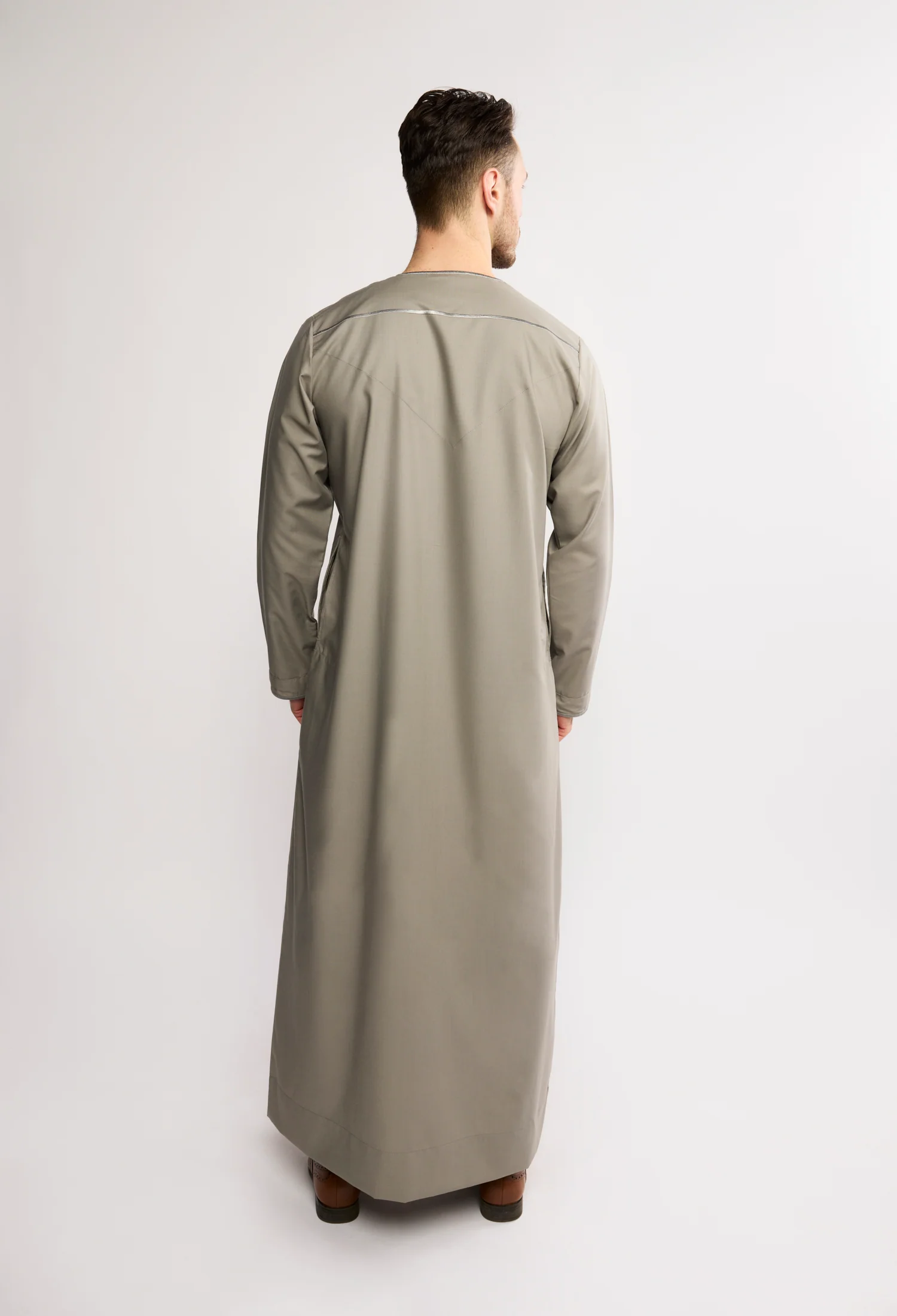 J2513 Gray Olive Habeel Thobe - Image 3