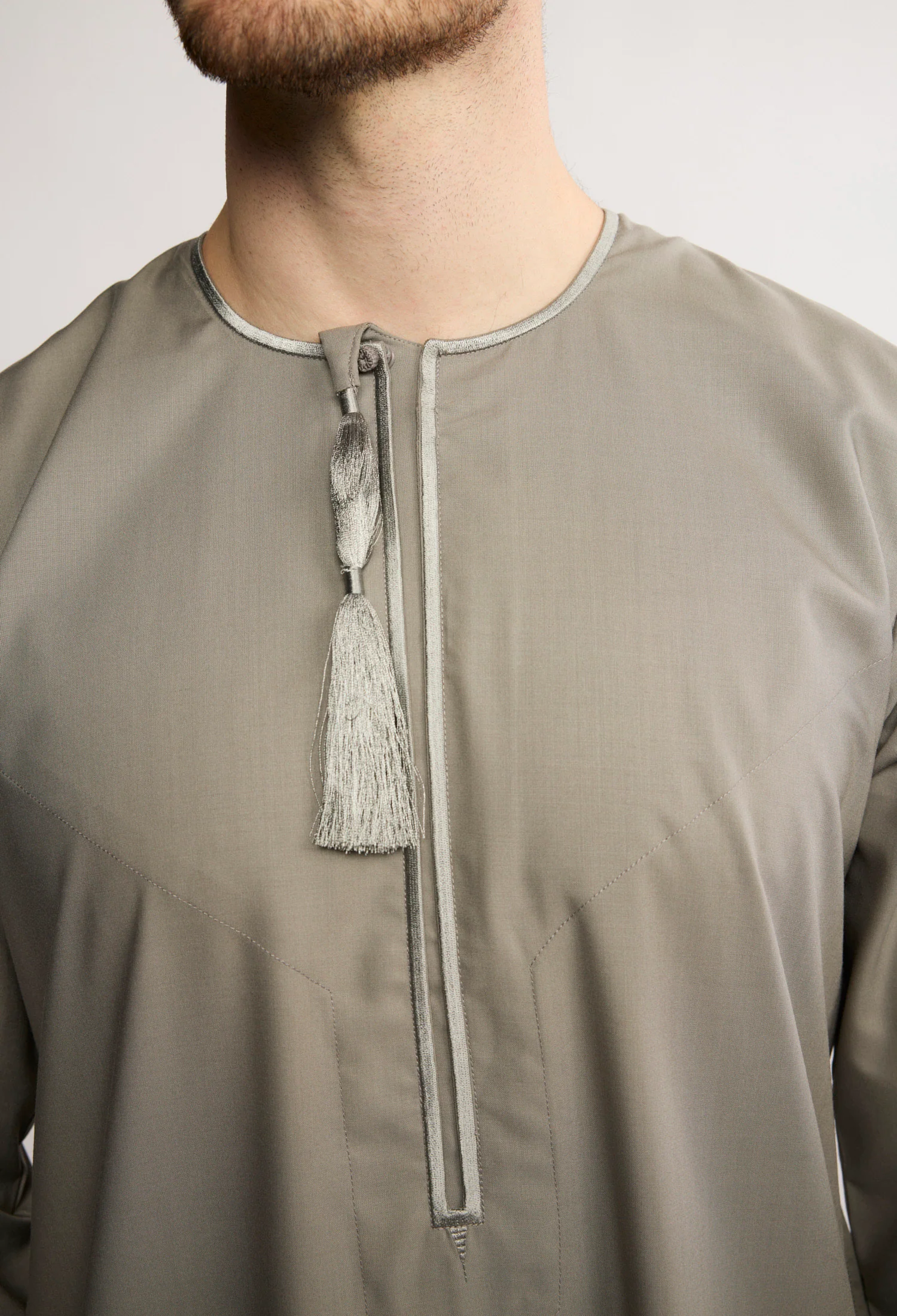 J2513 Gray Olive Habeel Thobe - Image 5