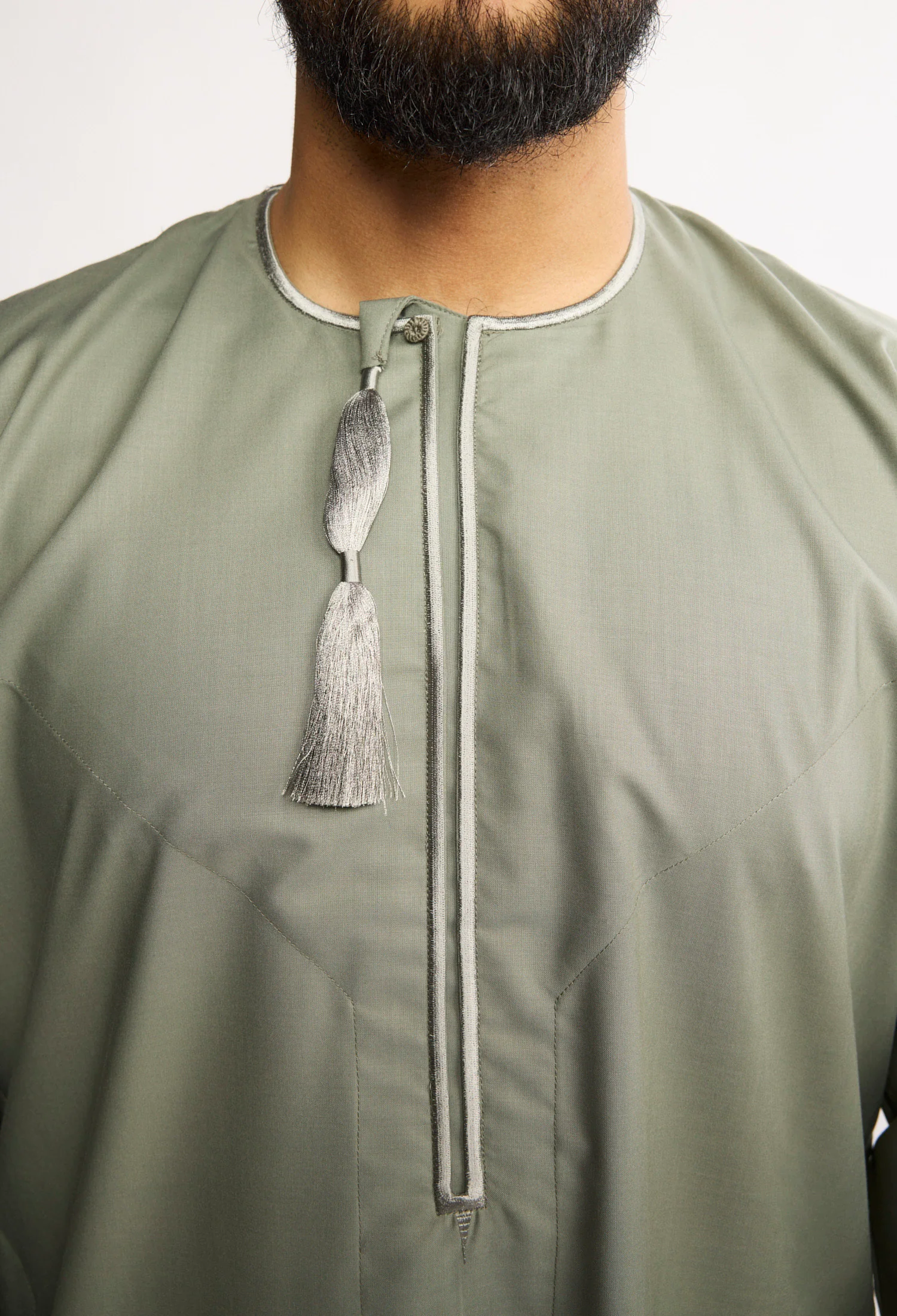 J2513 Taupe Gray Habeel Thobe - Image 4