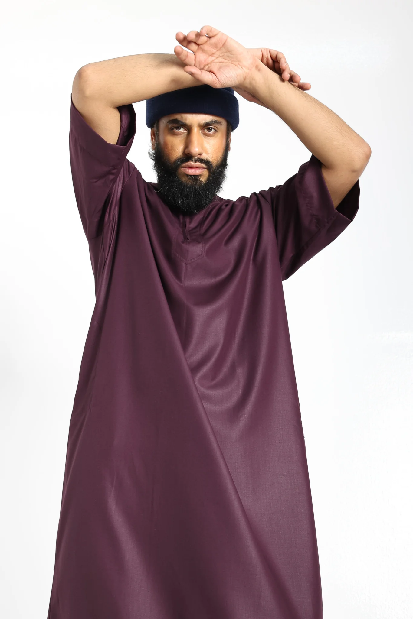 J2514 Tuscan Red Half Sleeve Thobe - Image 4
