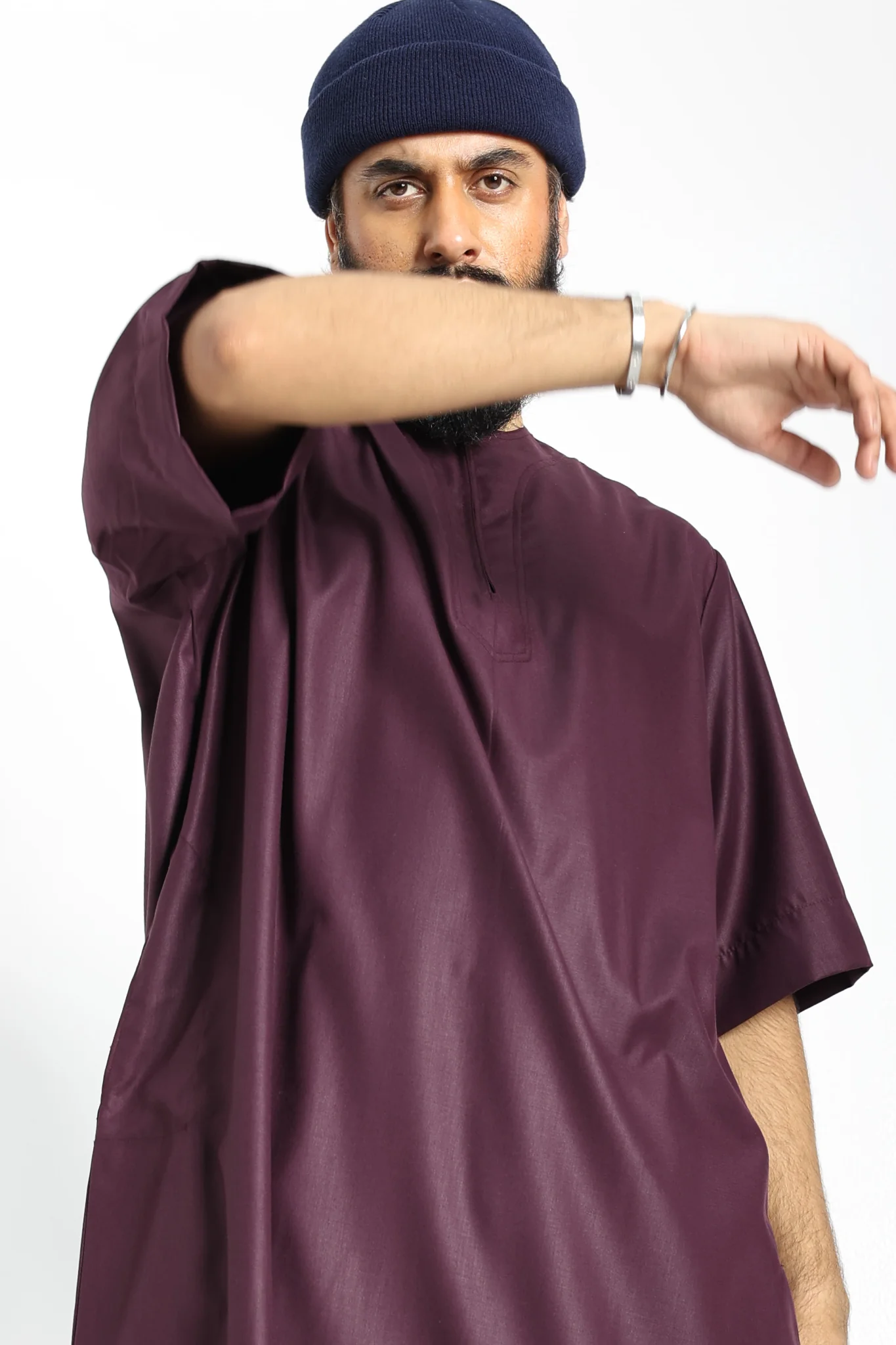 J2514 Tuscan Red Half Sleeve Thobe - Image 5