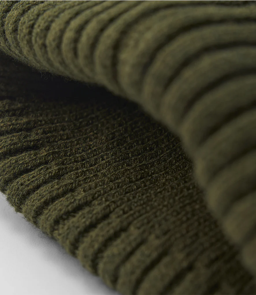 Military Green Zip Patch Beanie - Image 4