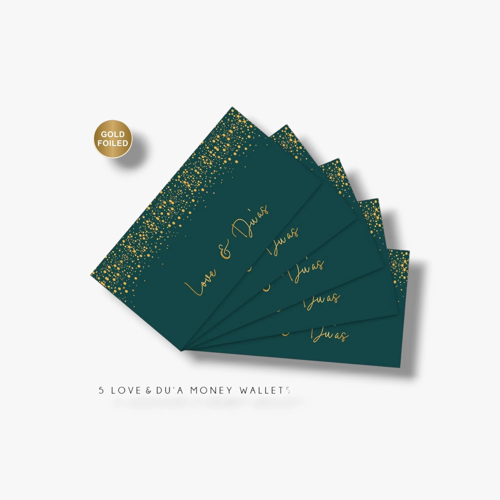 Money Wallets | Love and Dua's Green with Gold foiling