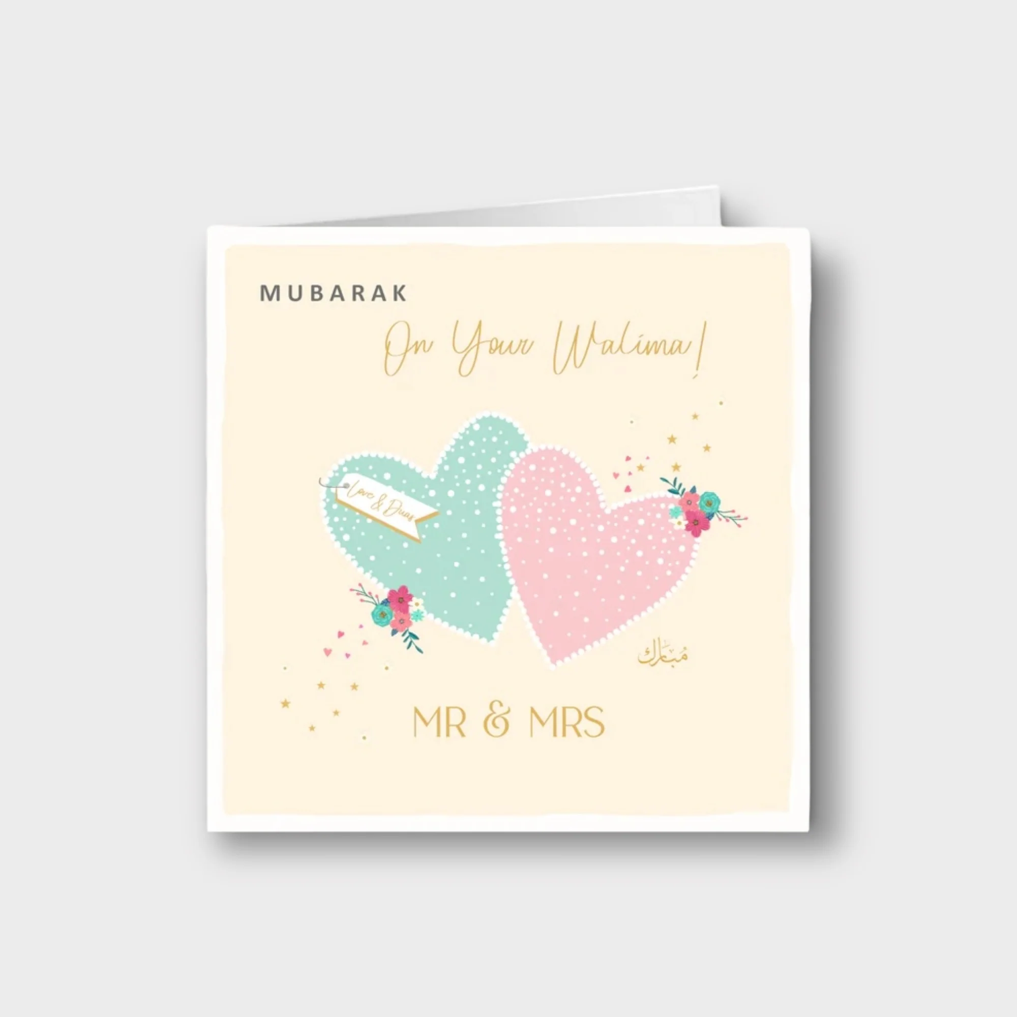 Mubarak On your Walima! Mr & Mrs - 2 Lovehearts