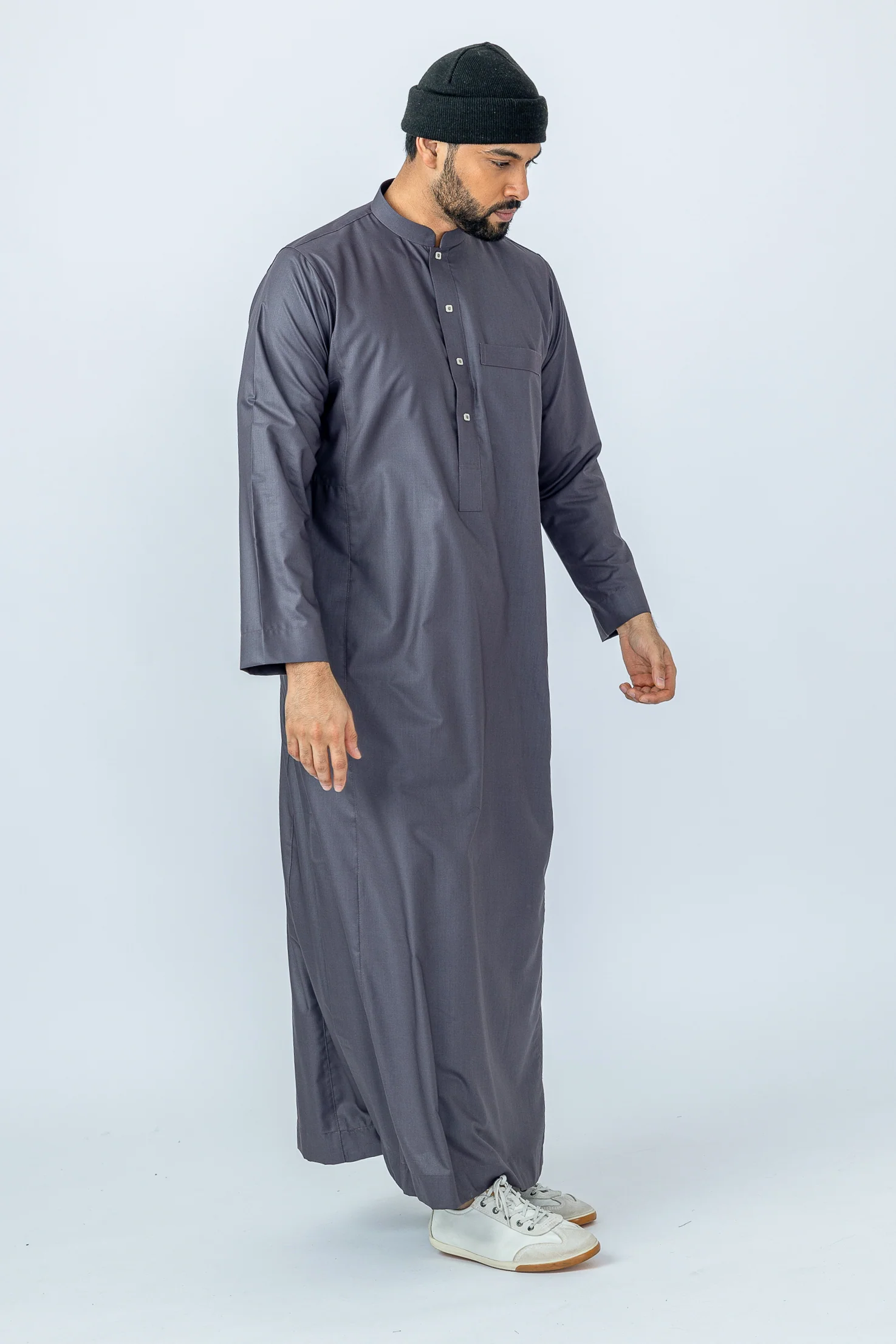 Purple Taupe Arab Collar Thobe - Image 2