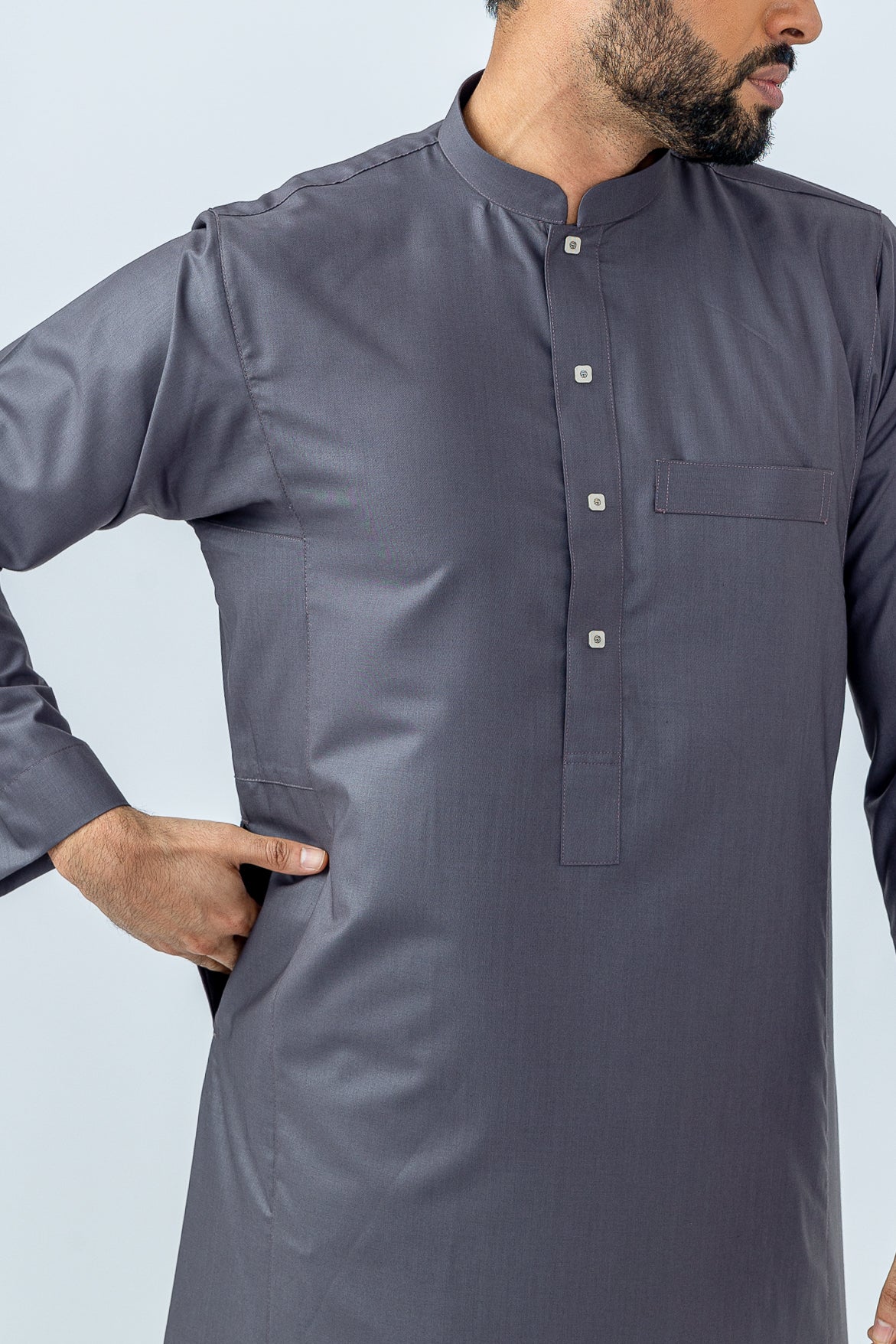 Purple Taupe Arab Collar Thobe - Image 3