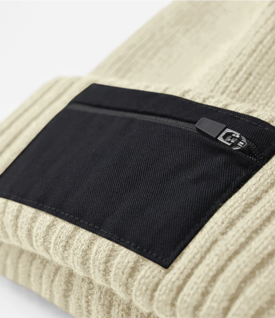 Sand Black Zip Patch Beanie - Image 3