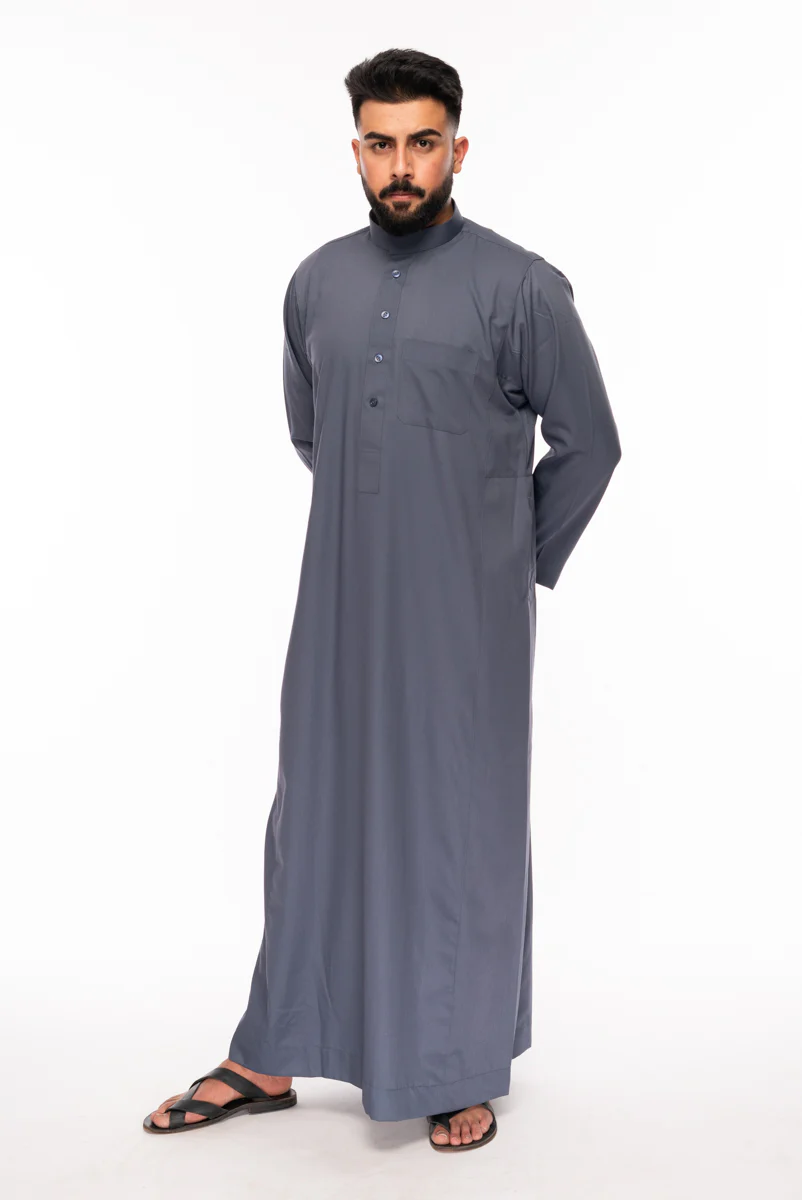 Saudi Mid Gray Kids Thobe - Image 3