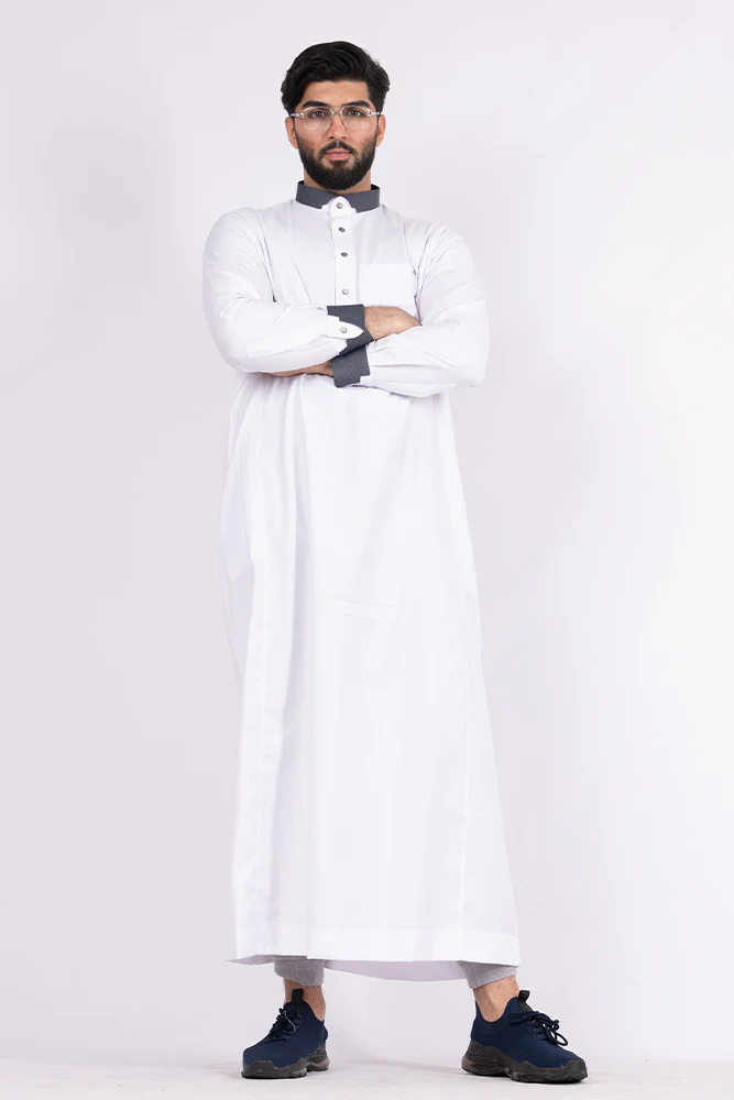 Tweed Textured White Thobe - Image 3