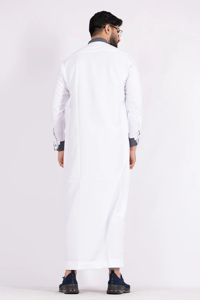 Tweed Textured White Thobe - Image 4