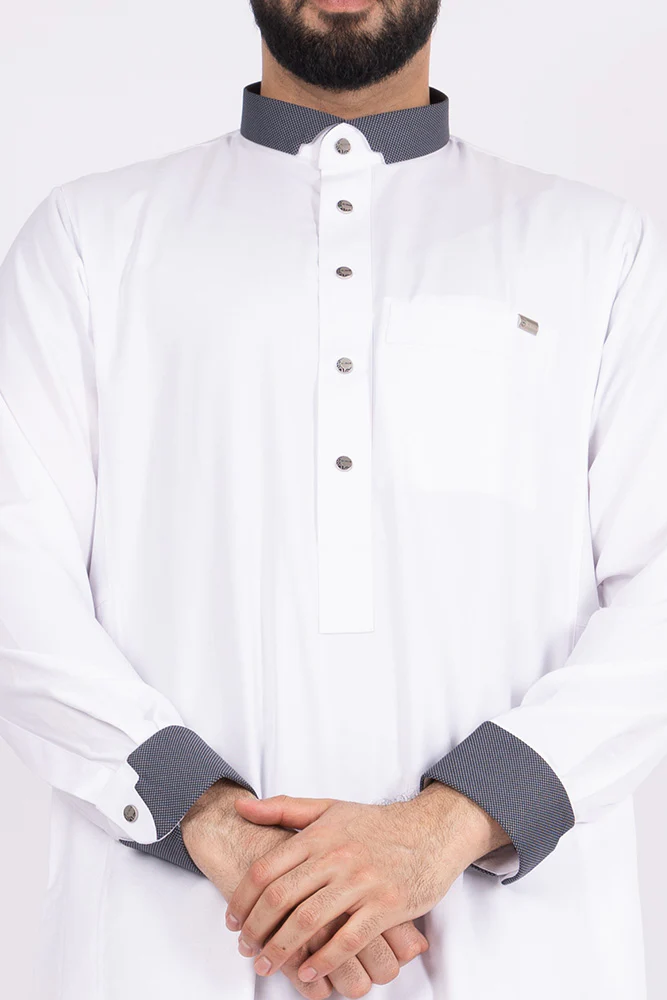 Tweed Textured White Thobe - Image 5