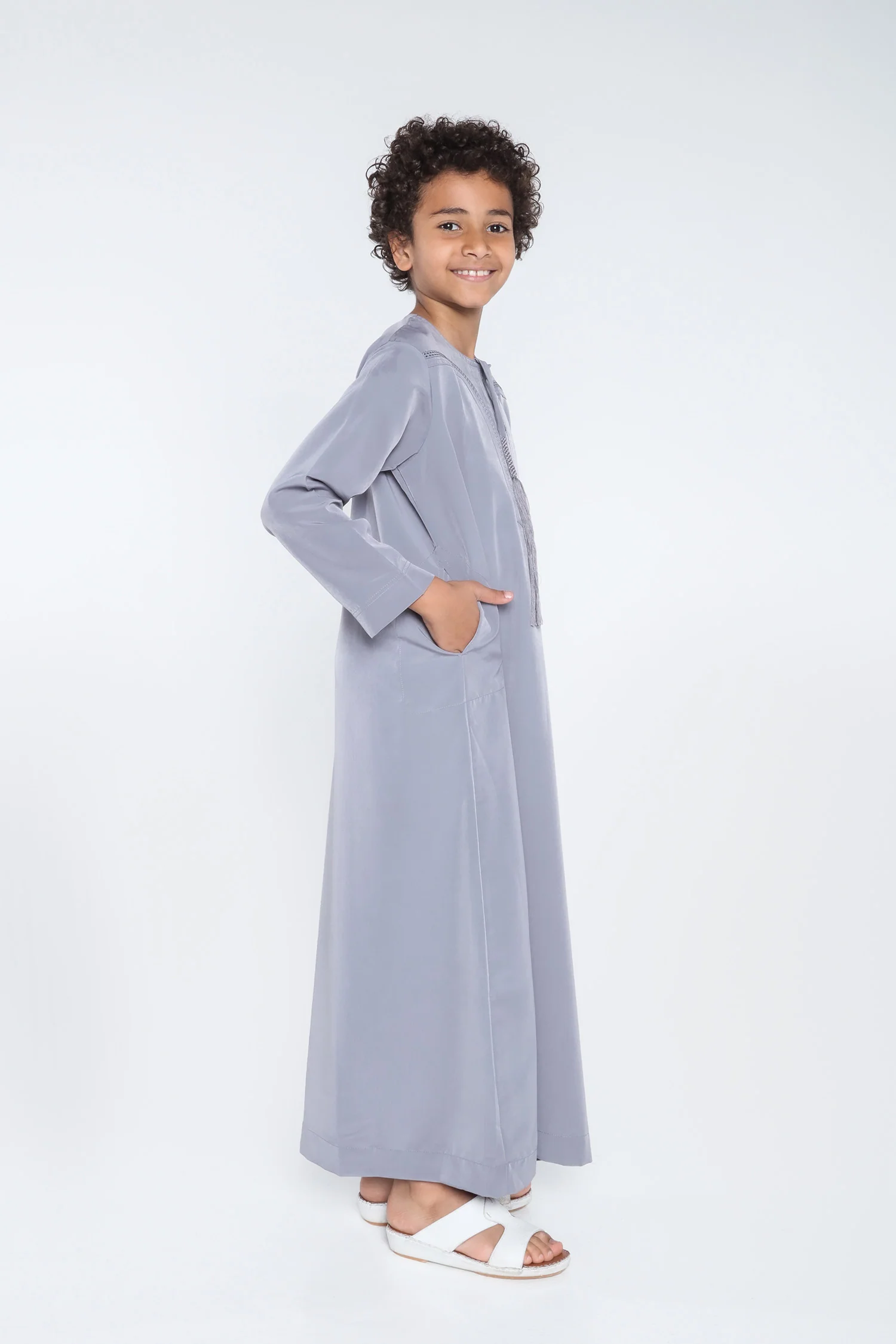 White Arab Omani Kids Jubba - Image 11