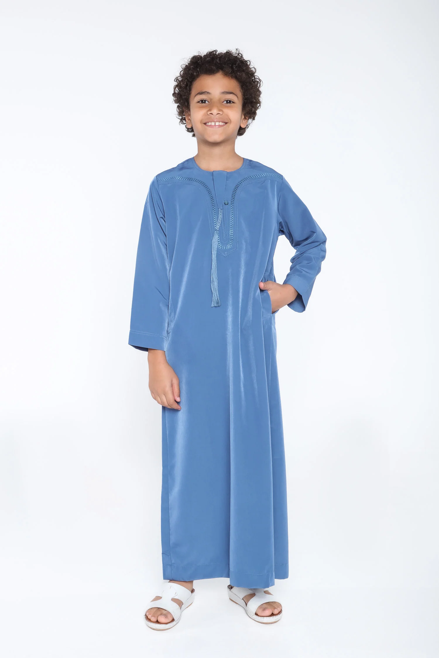 White Arab Omani Kids Jubba - Image 6