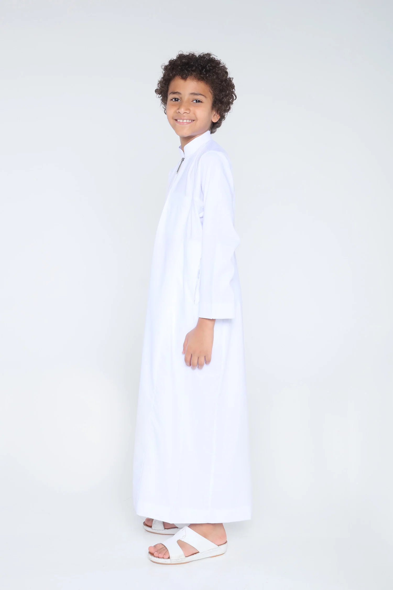White Boys Plain Zip Thobe - Image 3