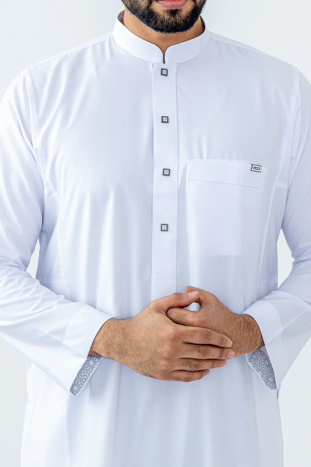 White Collar Stud Thobe - Image 5