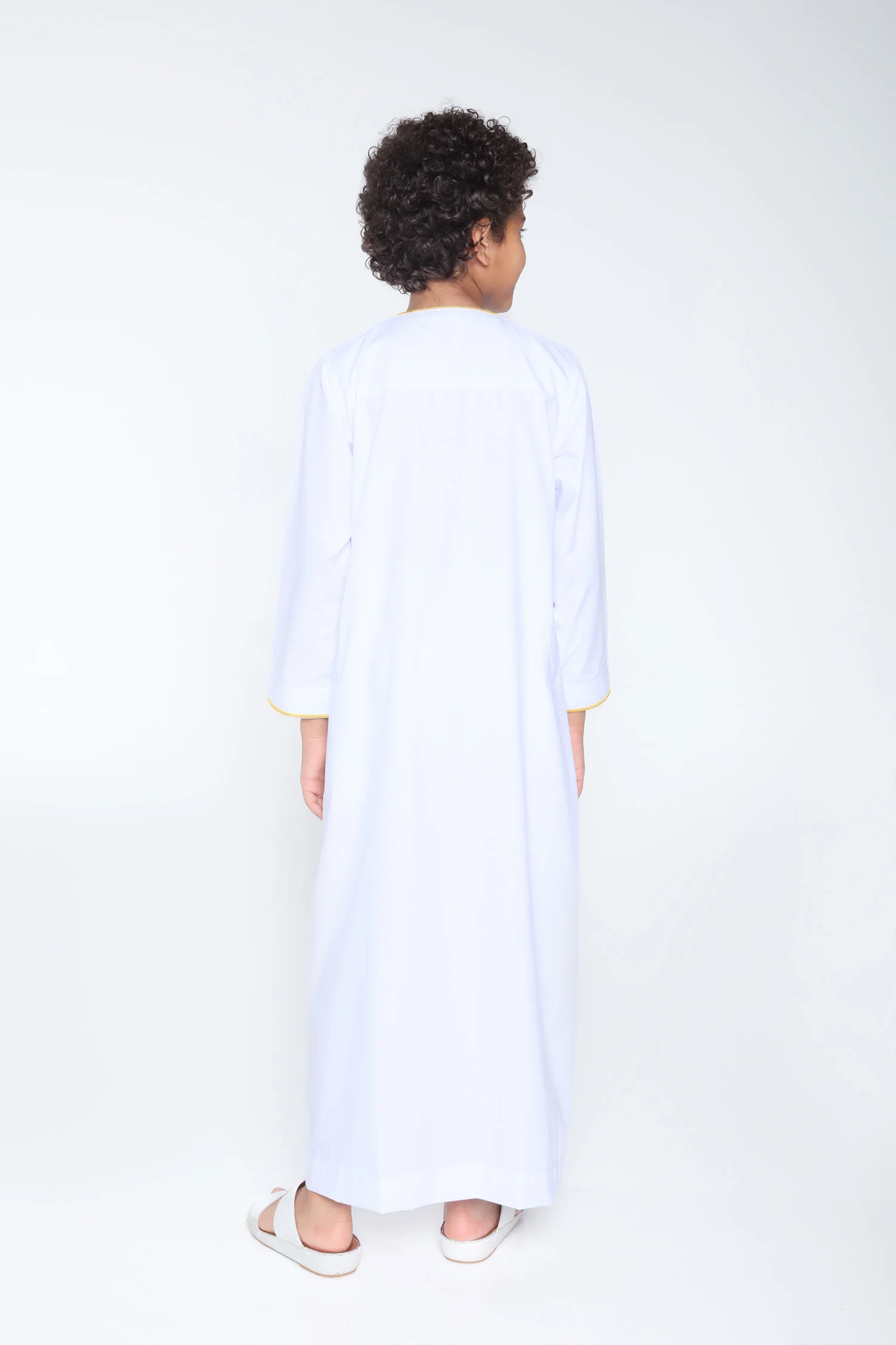 White|Gold Kids Habeel Thobe - Image 4