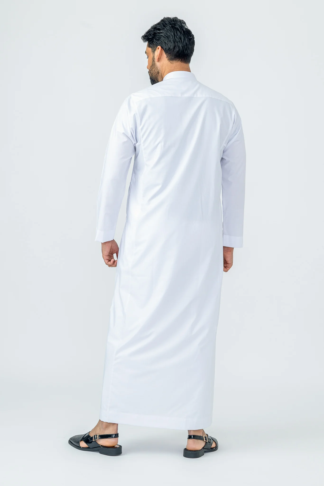 White Plain Zip Collar Thobe - Image 5