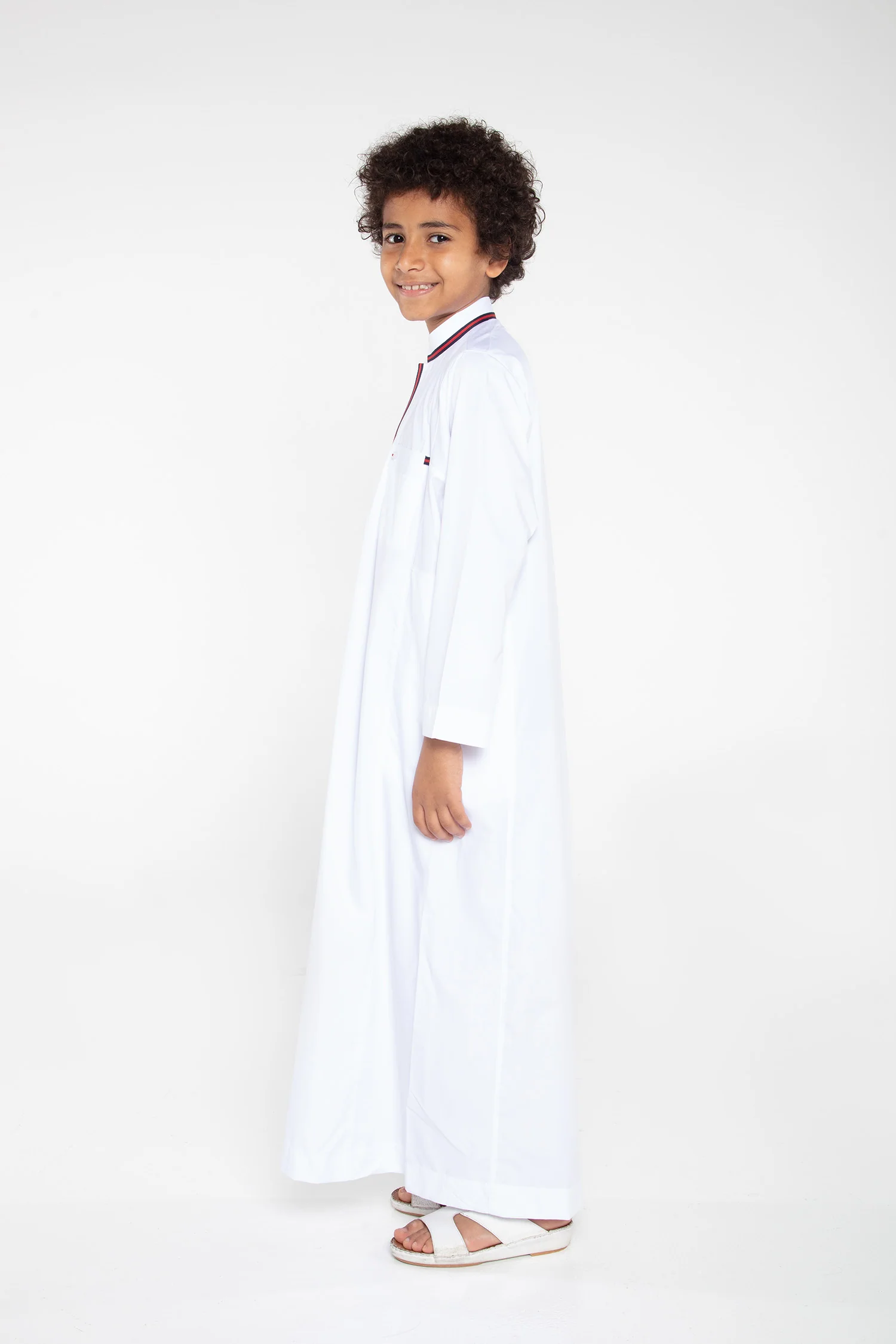 White Stripe Kids Thobe - Image 3